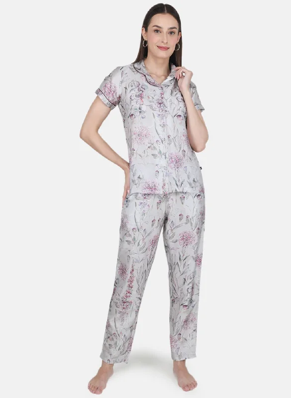 Vintage-inspired women's skirtsWomen Grey Printed Lower Set