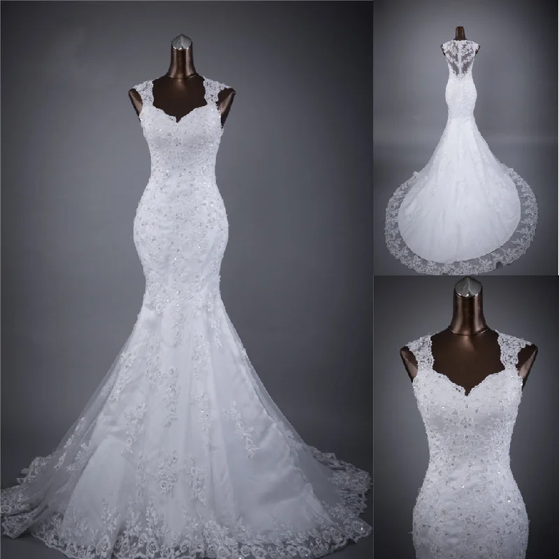 Custom-made dresses for personalized fitsLong Wedding Dress, Lace Wedding Dress, Sleeveless Wedding Dress, Mermaid Bridal Dress, Sequin Wedding Dress, Applique Wedding Dress, Sexy Dress, LB0700