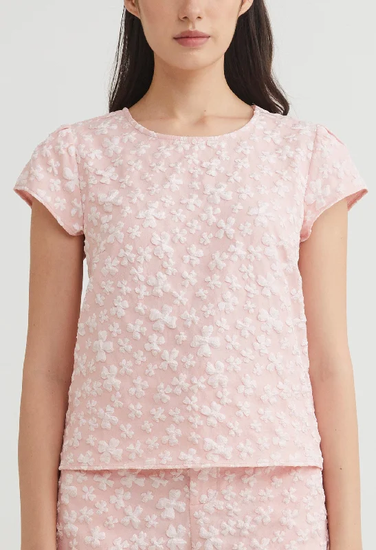 Local artisan women's topsFloral Embossed Jacquared Top
