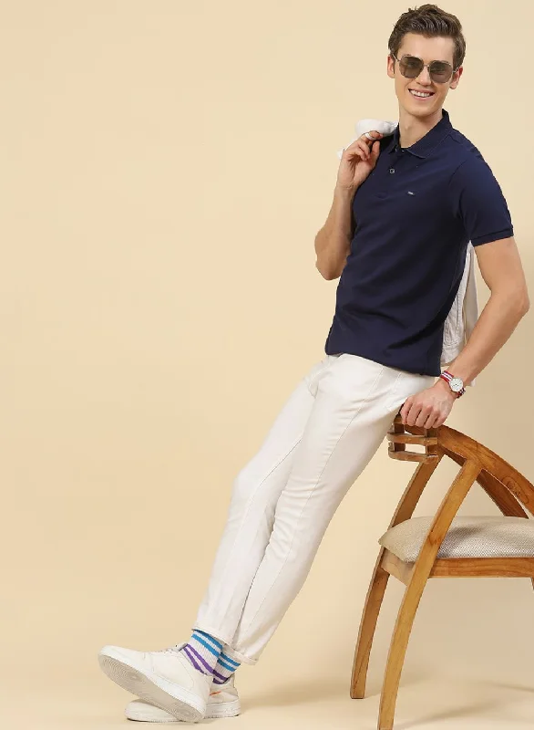 summer outfit inspiration with short-sleeved men's topsMen NAvy Blue Printed T-Shirt