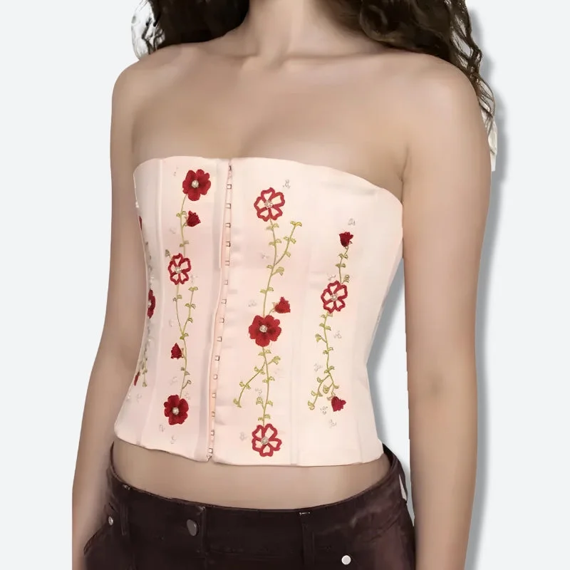 Moisture-wicking women's topsSoft Girl Embroidered Beaded Corset Top