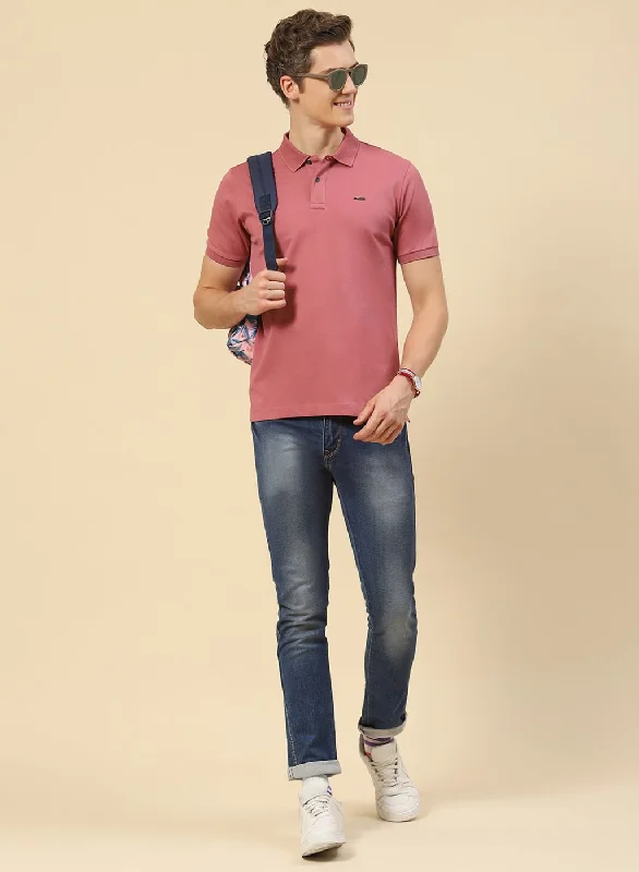 layering short-sleeved shirts for men during colder weatherMen Pink Printed T-Shirt
