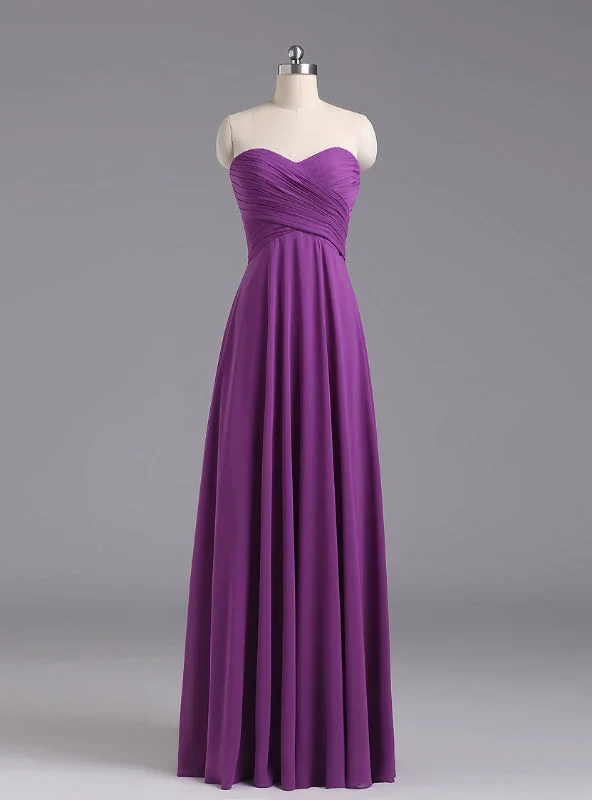 Linen dresses for summerPurple Sweetheart Chiffon Floor Length Bridesmaid Dress