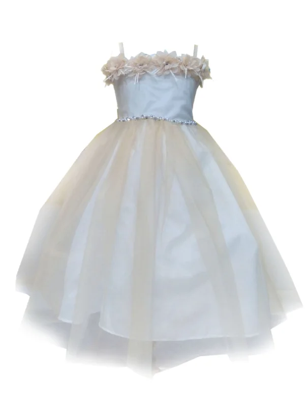 Denim dresses for womenBig Girls Champagne Floral Off Shoulder Tulle Junior Bridesmaid Dress 8-16
