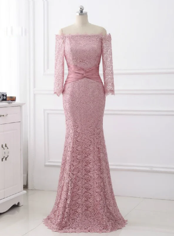 Bridal dresses for womenLong Sleeves Lace Criss-Cross Mother of The Bride Dresses