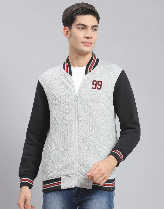 men's casual sports shirtsMen Grey Solid Mandarin Collar Full Sleeve Sweatshirt