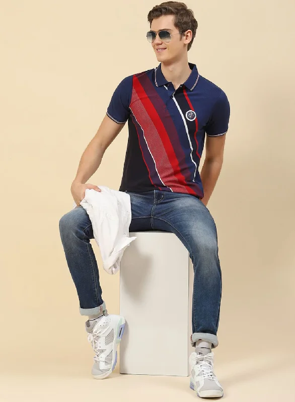casual outfit ideas featuring short-sleeved shirts for menMen Blue Stripe T-Shirt