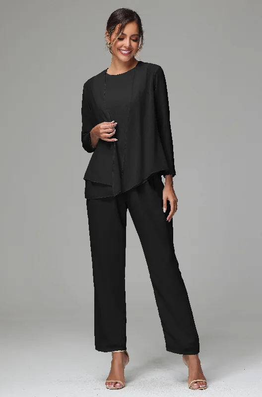 Mother of the bride dresses3 Pieces Long Sleeves Chiffon Mother Of The Bride Dress Pants Suits