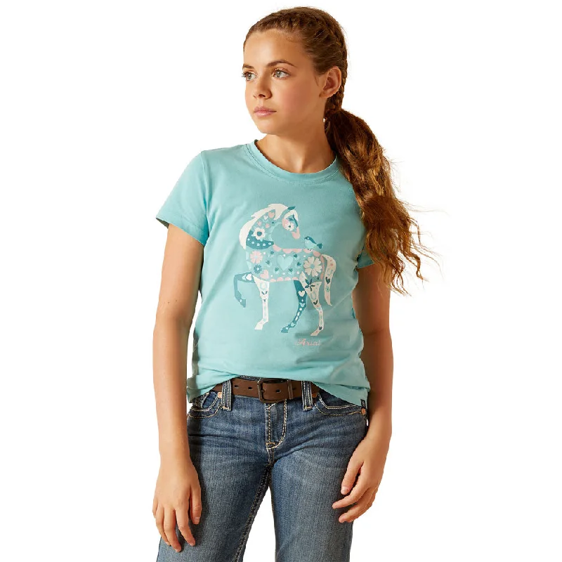 White women's tops10048557 Ariat Youth Little Friend Short Sleeve T-Shirt - Marine Blue