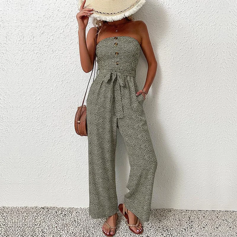 Checkered women's skirtsIKEARLAX New  New Summer New Fashion 2025 Women's Clothing Chest Wrapped Lace Wide Leg Jumpsuit Women