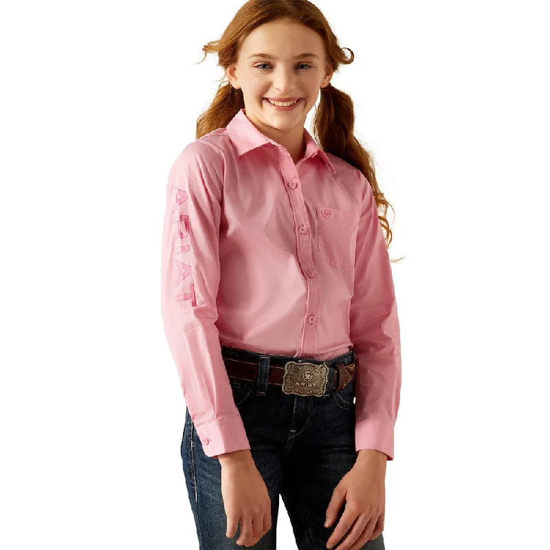 Luxury women's tops10053943 Ariat Girls' Team Kirby Shirt - Prism Pink