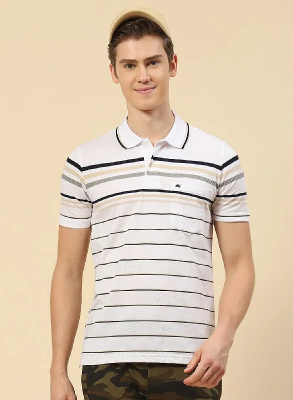 cotton short-sleeved men's shirtsMen White Stripe T-Shirt