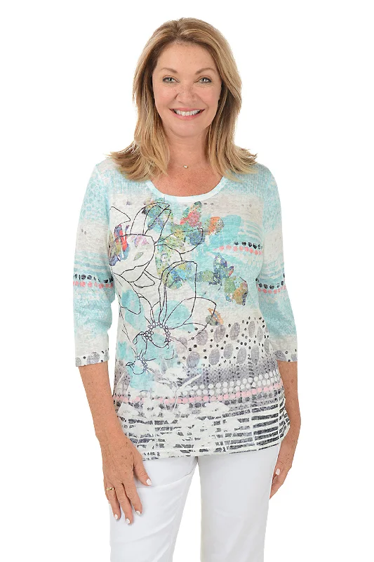 Autumn women's topsDecoupage Jeweled Knit Top