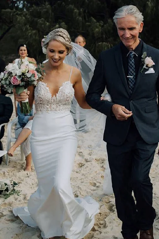Velvet dresses for winterRoycebridal Lace Mermaid Backless Spaghetti Straps Wedding Dresses, Bridal Gown, MW666