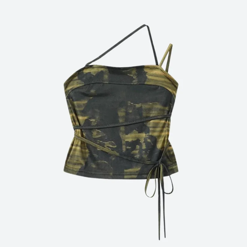 Layering women's topsGrunge Snake Lace Up Top