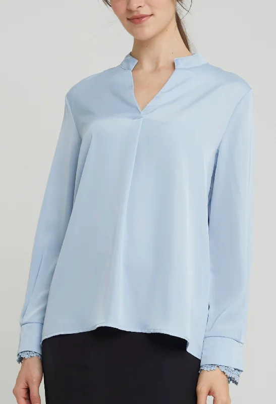 Olive green women's topsPrim Peekaboo Lace Blouse