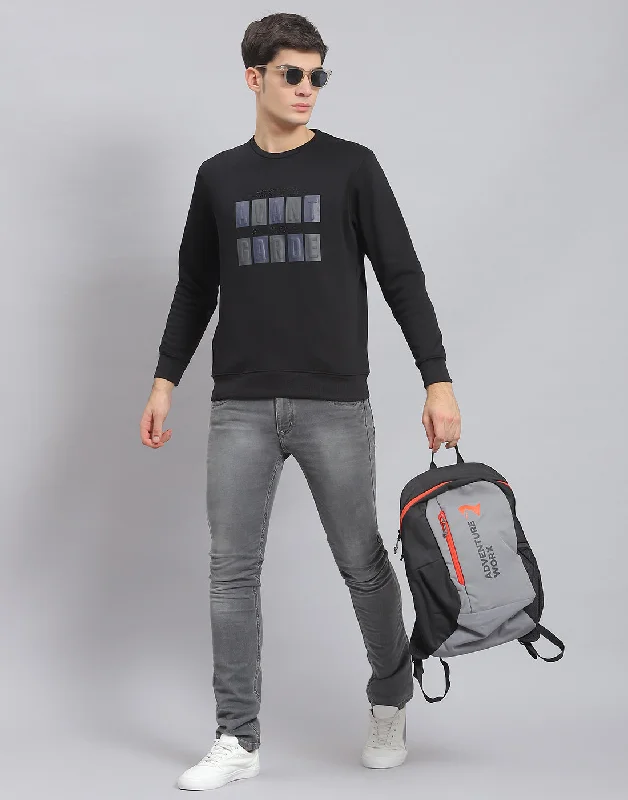 men's sports shirts for everyday wearMen Black Printed Round Neck Full Sleeve Sweatshirt