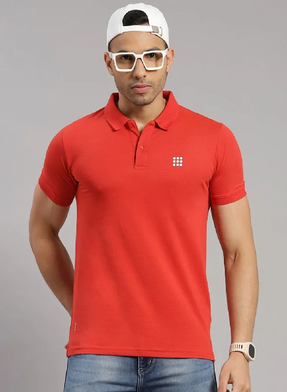 celebrity-inspired short-sleeved shirts for menMen Orange Solid T-Shirt