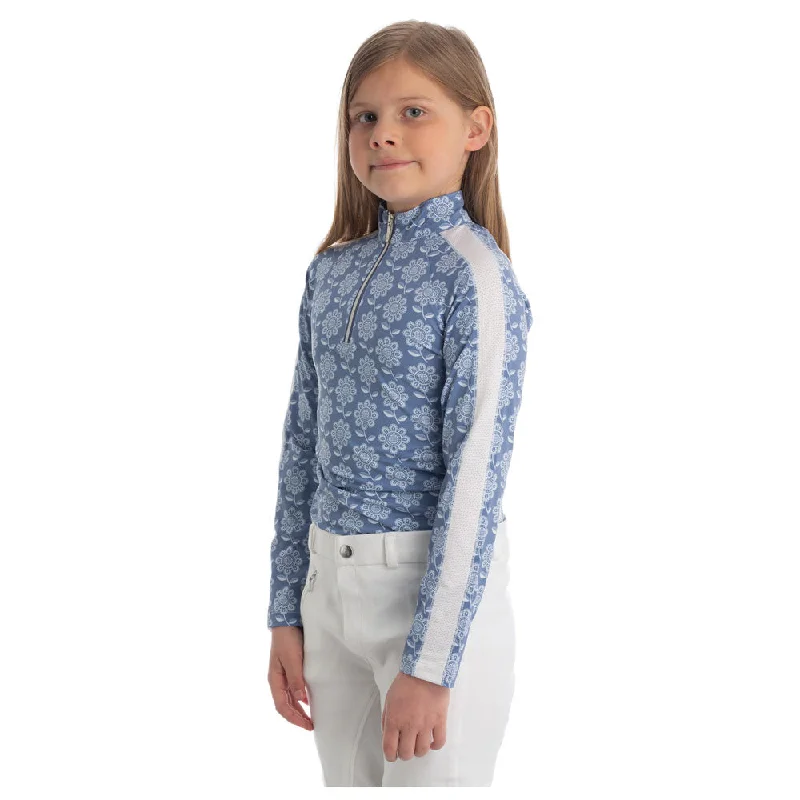 Sequined women's topsE32014 Equinavia Alma Kids Long Sleeve Sun Shirt - Dusty Blue