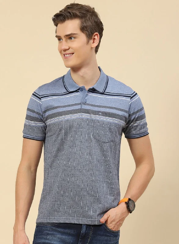 celebrity-inspired short-sleeved shirts for menMen Blue Stripe T-Shirt