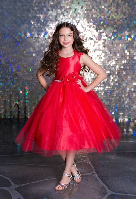 Corduroy dresses for womenBig Girls Red Beaded Flower Appliques Tulle Junior Bridesmaid Dress 8-16