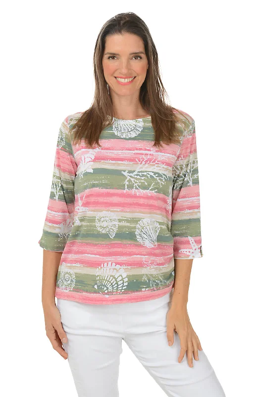 One-shoulder women's topsPetite Sage Seashell Side Tie Top