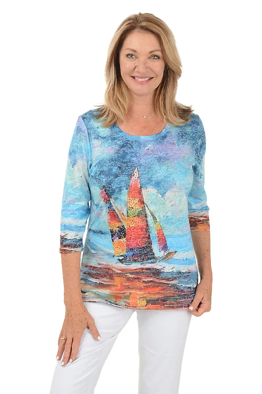 Workwear women's topsSailboat Jeweled Knit Top