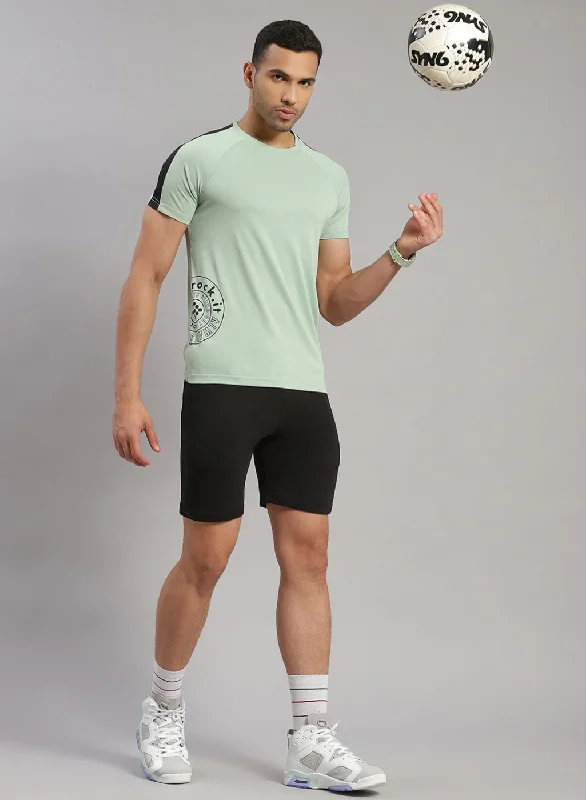short-sleeved shirts for men that are easy to care forMen Green Solid T-Shirt