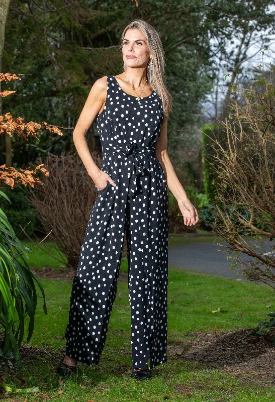 Low-rise women's jeansPolka Dot Belted Jumpsuit