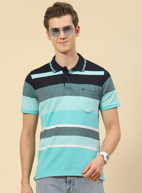 moisture-wicking short-sleeved shirtsMen Blue Stripe T-Shirt