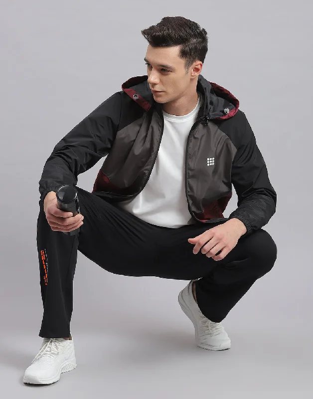 men's leather jackets for motorcycle ridingMen Black Solid Hooded Full Sleeve Jacket