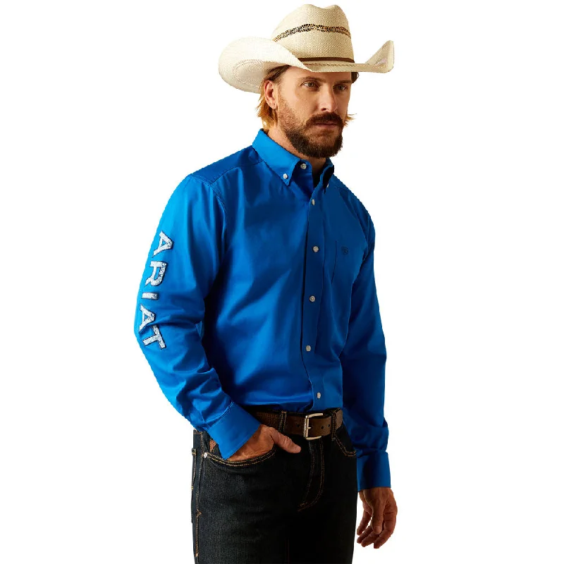 Oversized women's tops10055237 Ariat Men's Team Logo Twill Classic Fit Long Sleeve Shirt - Blue/Light Blue