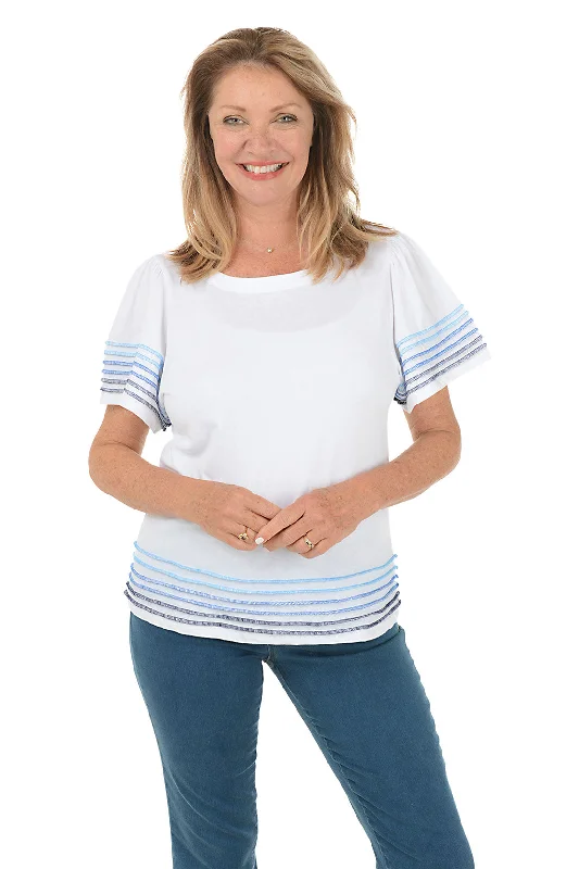 Cardigan-style women's topsOmbre Contrast Seams Tee