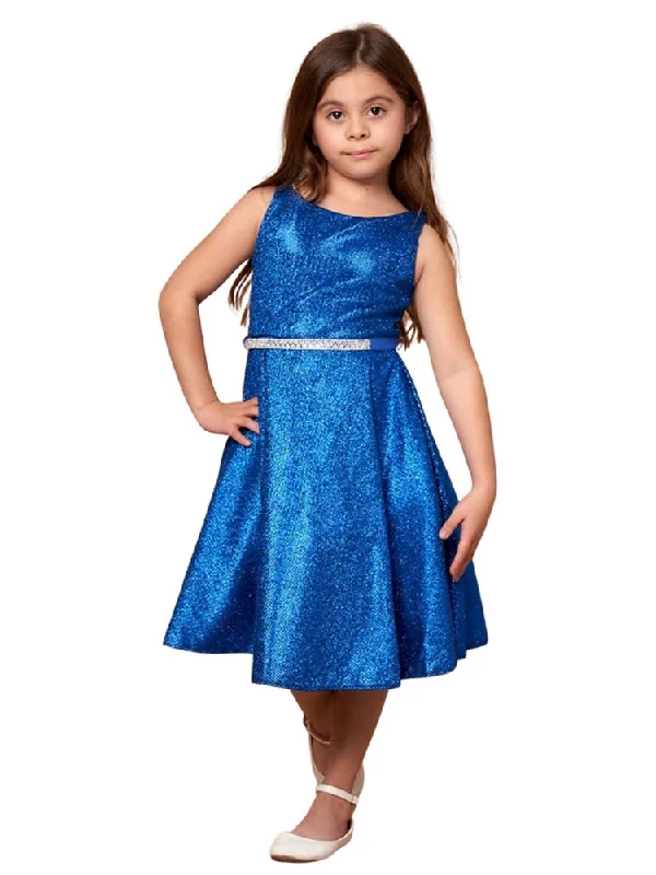 Spaghetti strap dresses for womenGirls Royal Blue Glitter Metallic Junior Bridesmaid Dress 8-16