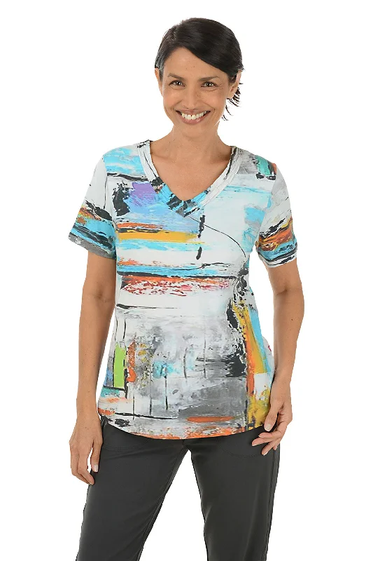 Racerback women's topsPetite Lucy Shirred V-Neck Tee
