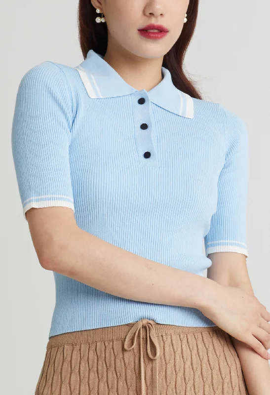 Black women's topsFitted Classic Collared T-Shirt