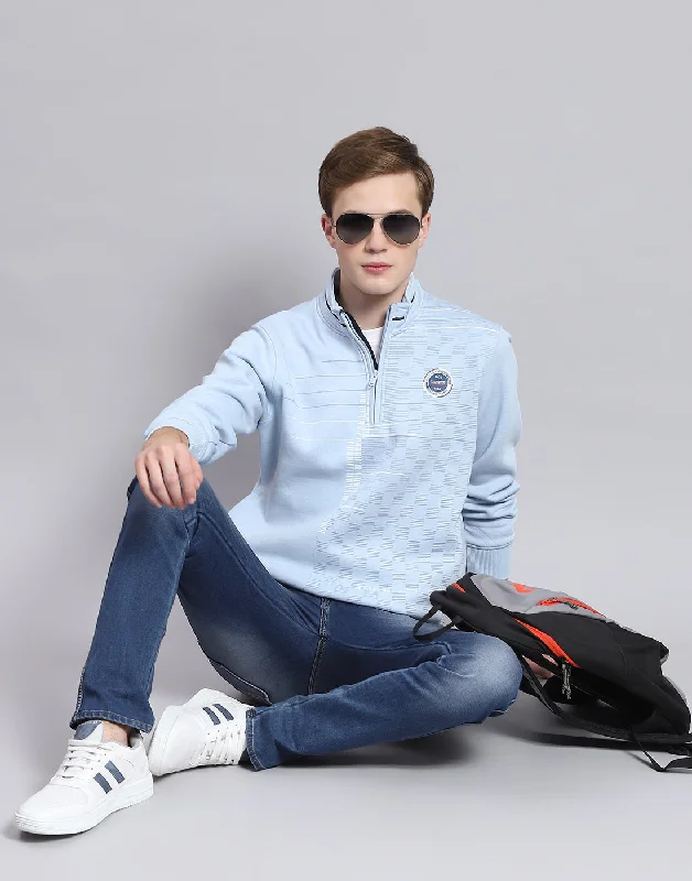 men's sports shirts with mesh underarmsMen Blue Printed H Neck Full Sleeve Sweatshirt