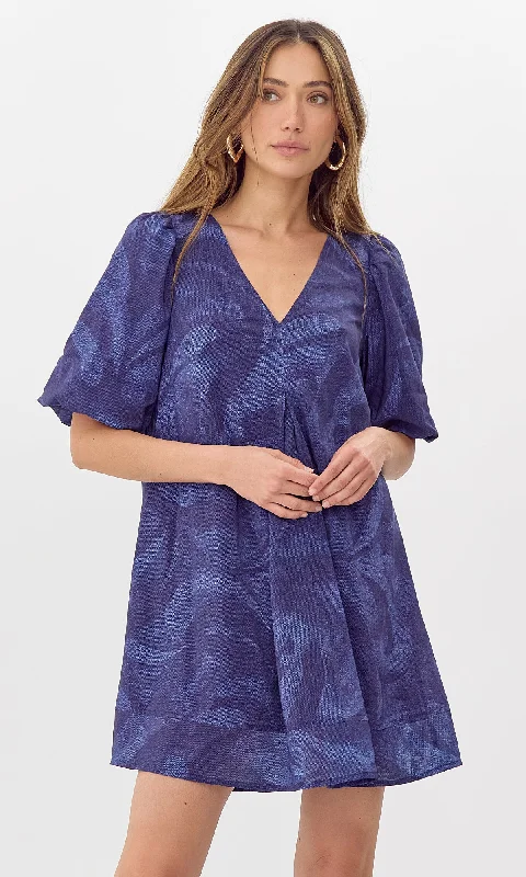 V-neck dresses for womenPolly Printed Puff Sleeve Mini Dress