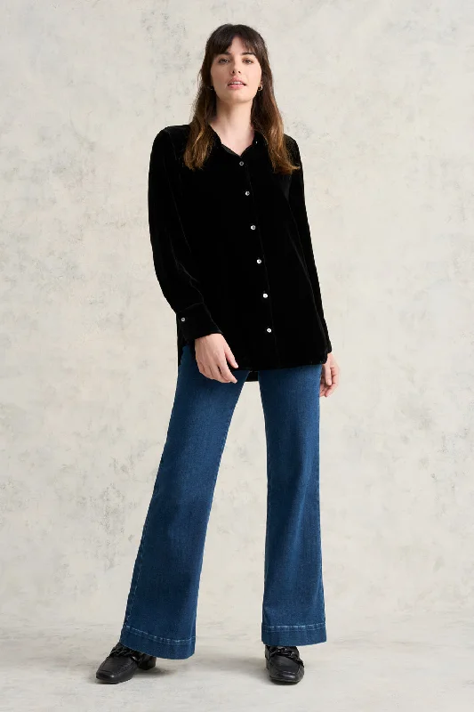 Wrap women's topsVelvet Longline Shirt - Black