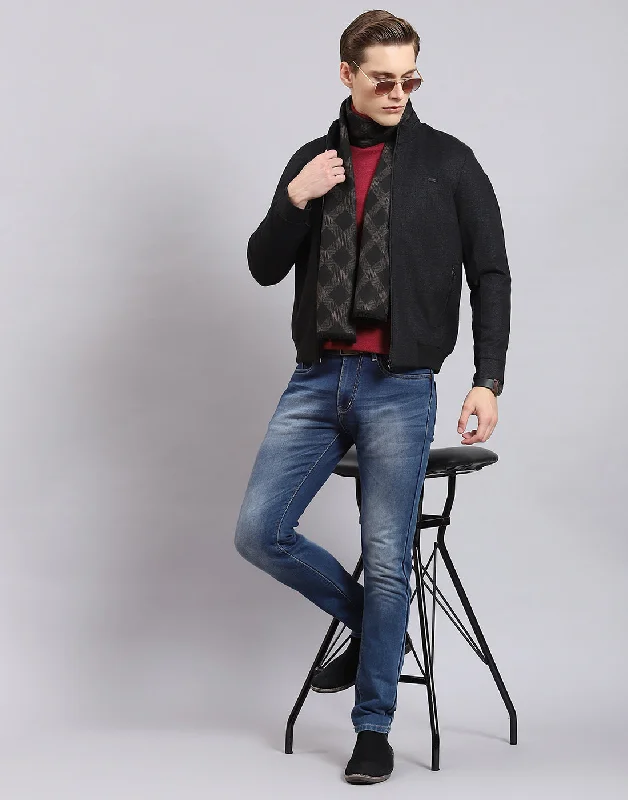 men's blazers with satin liningMen Black Check Collar Full Sleeve Jacket