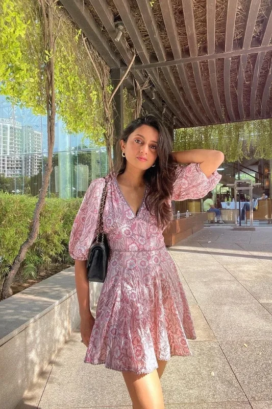 Party dresses for womenBlair Pink Printed Cotton Dress