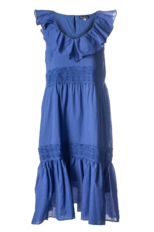 Sustainable dresses for eco-conscious women100% Cotton Voile Dress | MED BLUE | 6423A1