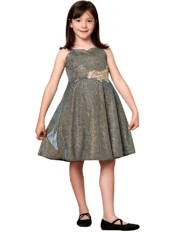 Sack dresses for womenBig Girls Olive Glitter Metallic Strap Junior Bridesmaid Dress 8-16