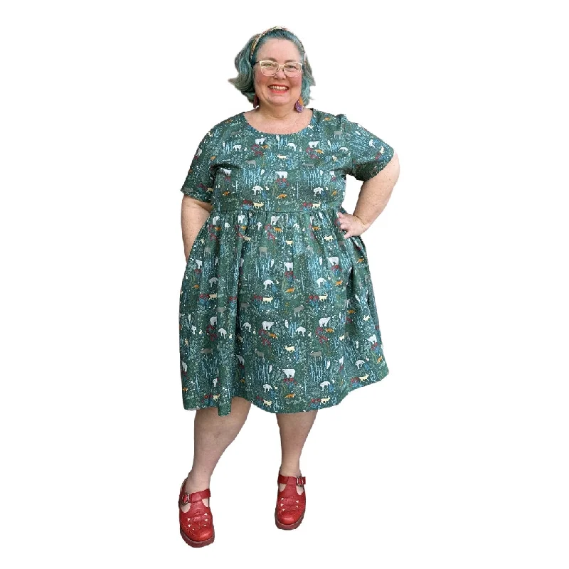 Loose-fitting dresses for womenThere's A Bear In There Limited Edition Forest Animal Print Cotton Dress - Made to Order