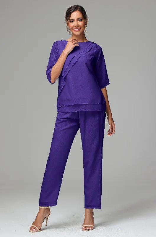 Sheath dresses for womenSimple Chiffon Half Sleeves Mother Of The Bride Dress Pants Suits