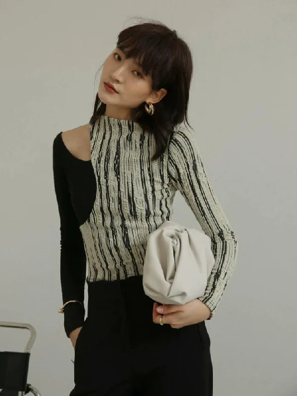 Workwear women's topsCut Out Shoulder Patch Top