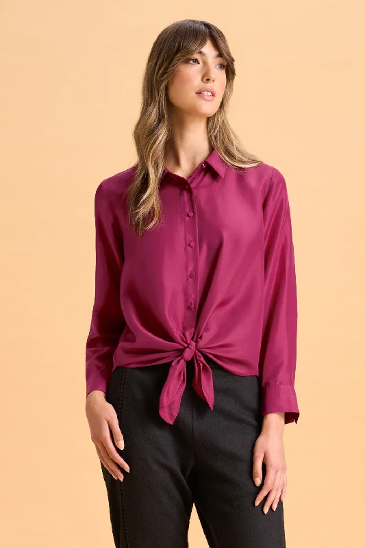 Asymmetric women's topsSilk Shirt - Boysenberry