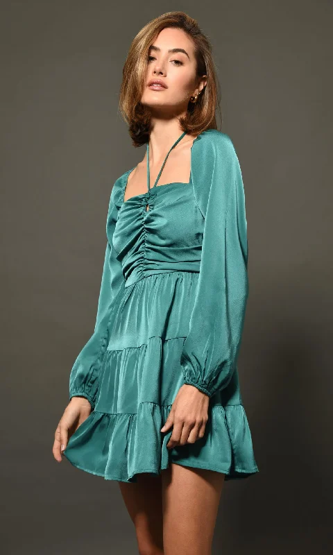 Beach dresses for casual outingsNatasha Gathered Front Tiered Mini Dress