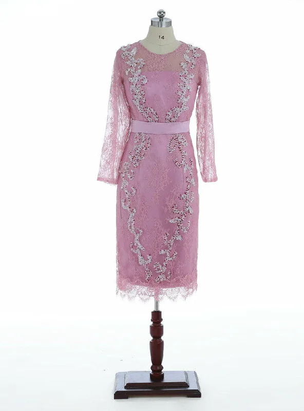 Vintage women's dressesLatest Tea Length Lace Mother of The Bride Dress with Beading