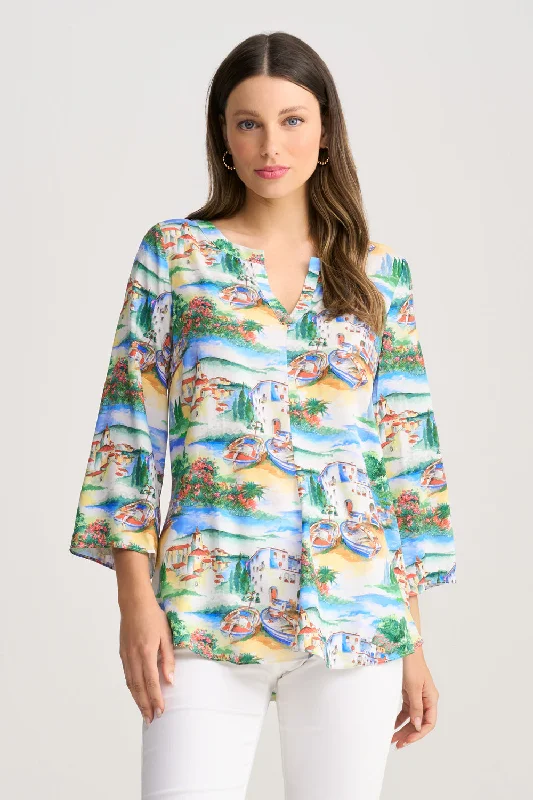 Transitional women's topsSwing Hem Tunic - Holiday Print